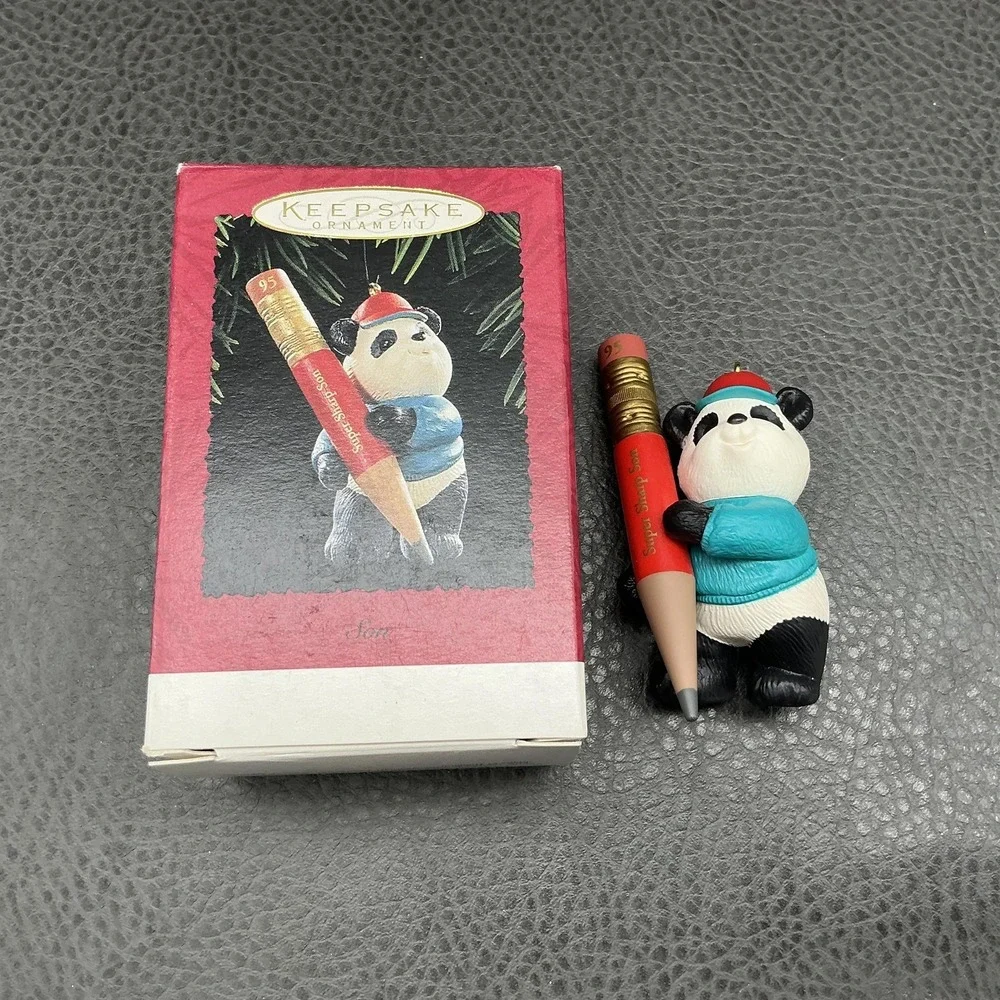 Vintage 1995 Hallmark Keepsake Super Sharp Son Panda Christmas Ornament Box